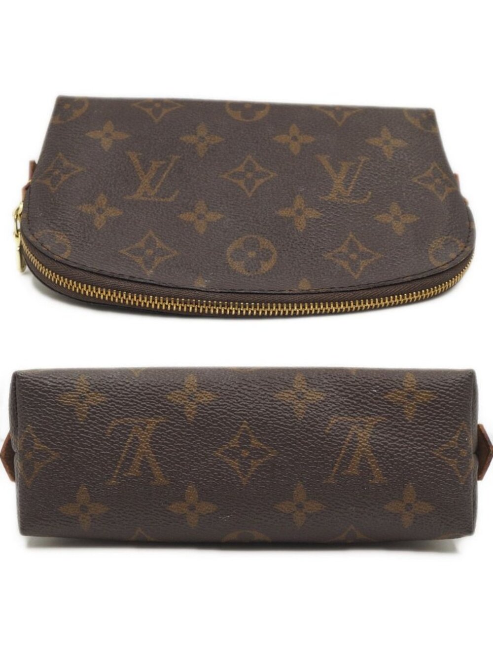 Louis Vuitton Pochette Cosmetic Brown Gold Pouch Case - Picture 4 of 9